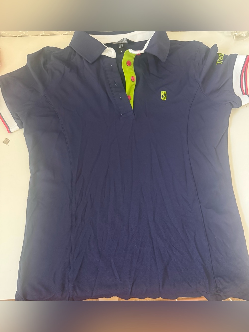 Tredstep Women's Performance Polo Size Large Short Sleeve Navy
